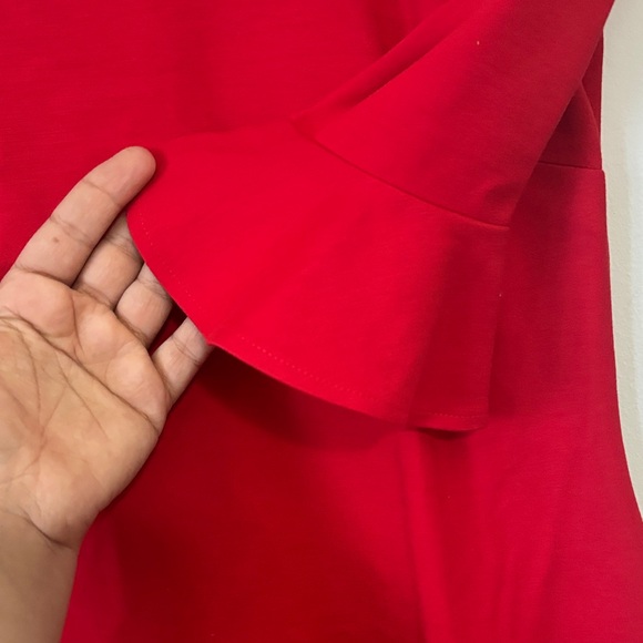 Banana Republic Red Dress Elegant Ruffle Sleeve Chic Minimalist Classic Style - Picture 5 of 8